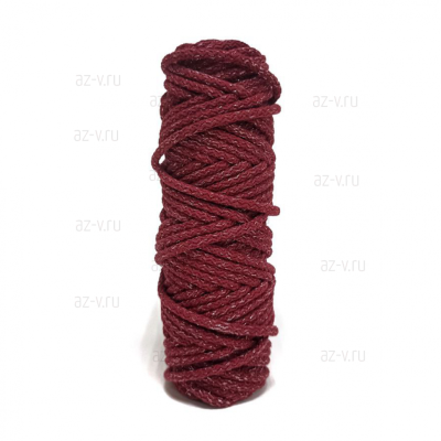 Шнур хлопковый для шитья+люрекс ср. жесткости 5 мм., бордо, AZ 5-SHL-130