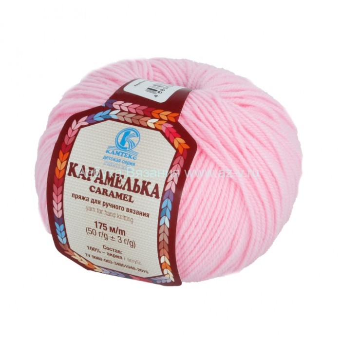 Пряжа "Карамелька", розовый 056, акрил 100%, 50 г.