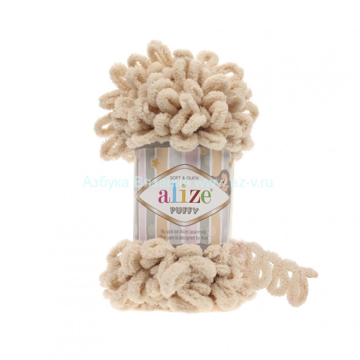 Пряжа Alize Puffy, медовый 310, микрополиэстер 100%, 100 г.