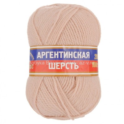 Пряжа &quot;Аргентинская шерсть&quot;, светло бежевый 006, шерсть 100%, 100 г.