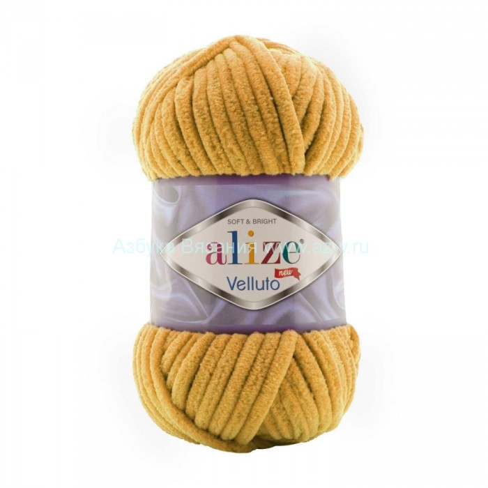 Пряжа Alize Velluto, жёлтый 002, микрополиэстер 100%, 100 г.