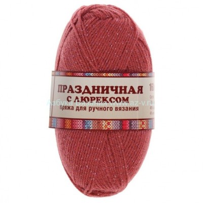 Пряжа &quot;Праздничная&quot;, брусника 088, ПАН 48%, акрил 48%, метанит 4%, 50 г.