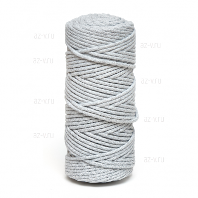 Шнур хлопковый 5 мм., 100 м., светло серый меланж, AZ 5-107