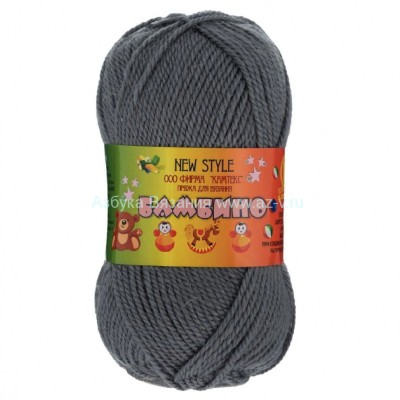 Пряжа &quot;Бамбино&quot;, серый 169, шерсть меринос 35%, акрил 65%, 50 г.