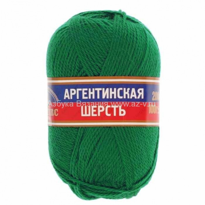 Пряжа "Аргентинская шерсть", светлый изумруд 084, шерсть 100%, 100 г.