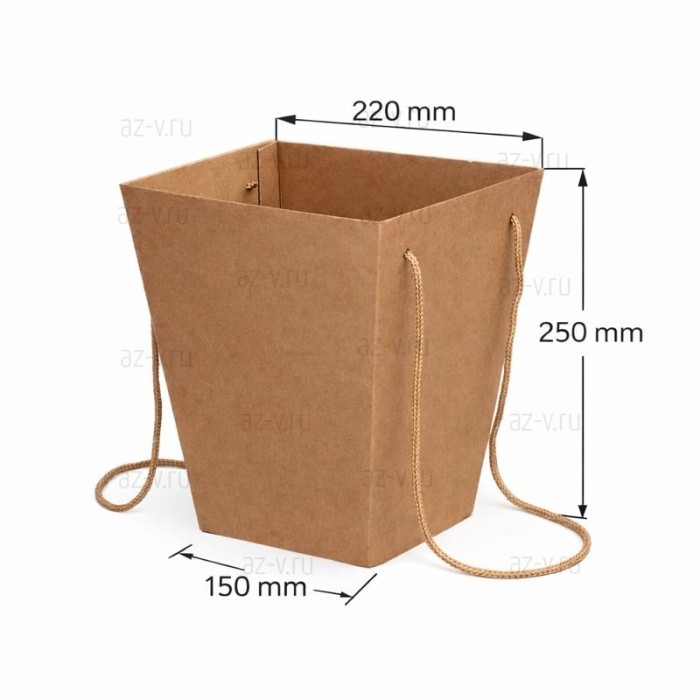 Коробка для цветов 150х220х250 мм. крафт
