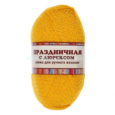 Пряжа &quot;Праздничная&quot;, желтый 104, ПАН 48%, акрил 48%, метанит 4%, 50 г.