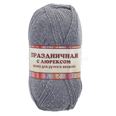 Пряжа &quot;Праздничная&quot;, серый 169, ПАН 48%, акрил 48%, метанит 4%, 50 г.