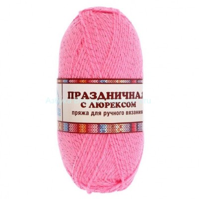Пряжа &quot;Праздничная&quot;, супер розовый 054, ПАН 48%, акрил 48%, метанит 4%, 50 г.