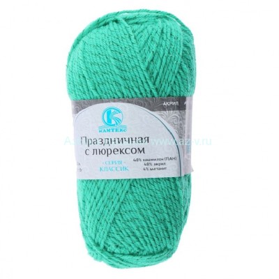 Пряжа &quot;Праздничная&quot;, яркая мята 079, ПАН 48%, акрил 48%, метанит 4%, 50 г.