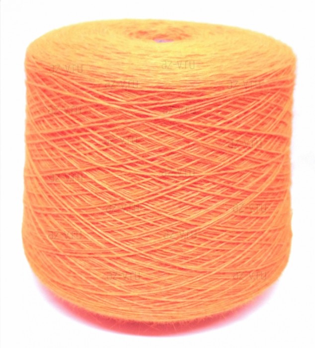 Пряжа в бобине, Zegna Baruffa., Angora 25, ARANCIO NEON, 35% меринос, 25% ангора, 30% вискоза, 10% PA