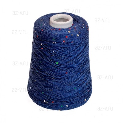 Пряжа в бобине, Paillettes Merino, 43150 темно синий , 100% меринос