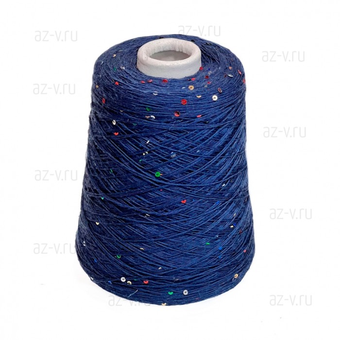 Пряжа в бобине, Paillettes Merino, 43150 темно синий , 100% меринос
