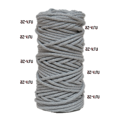Шнур хлопковый для шитья ср. жесткости 5 мм., серебристый меланж, AZ 5-SH-012