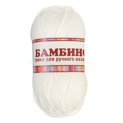Пряжа &quot;Бамбино&quot;, белый 205, шерсть меринос 35%, акрил 65%, 50 г.