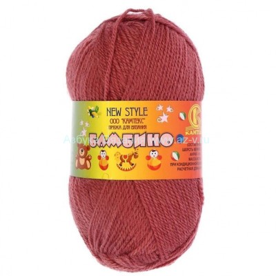 Пряжа &quot;Бамбино&quot;, брусника 088, шерсть меринос 35%, акрил 65%, 50 г.