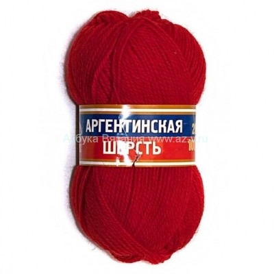 Пряжа &quot;Аргентинская шерсть&quot;, красный 046, шерсть 100%, 100 г.
